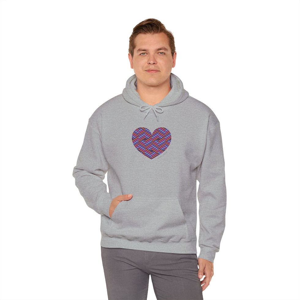 Thumbnail: Colourful Heart Pattern Unisex Hoodie - Cozy Sweatshirt  #HeartsInMotion