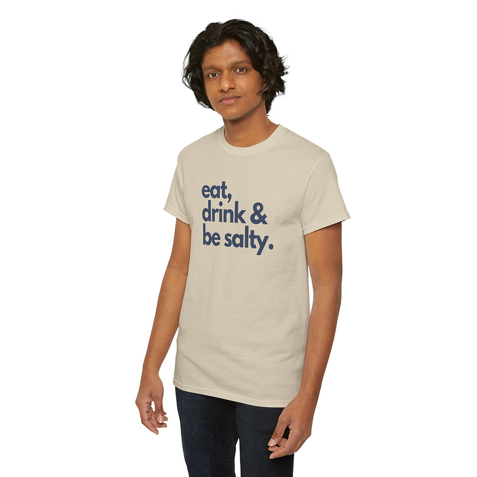 Thumbnail: Unisex Heavy Cotton Tee - Eat, Drink & Be Salty Shirt - Perfect for Beach Days