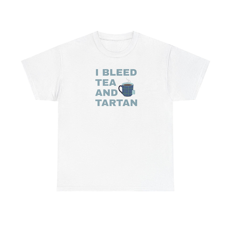 Thumbnail: I Bleed Tea and Tartan - Tea Lover's Unisex Heavy Cotton Tee 