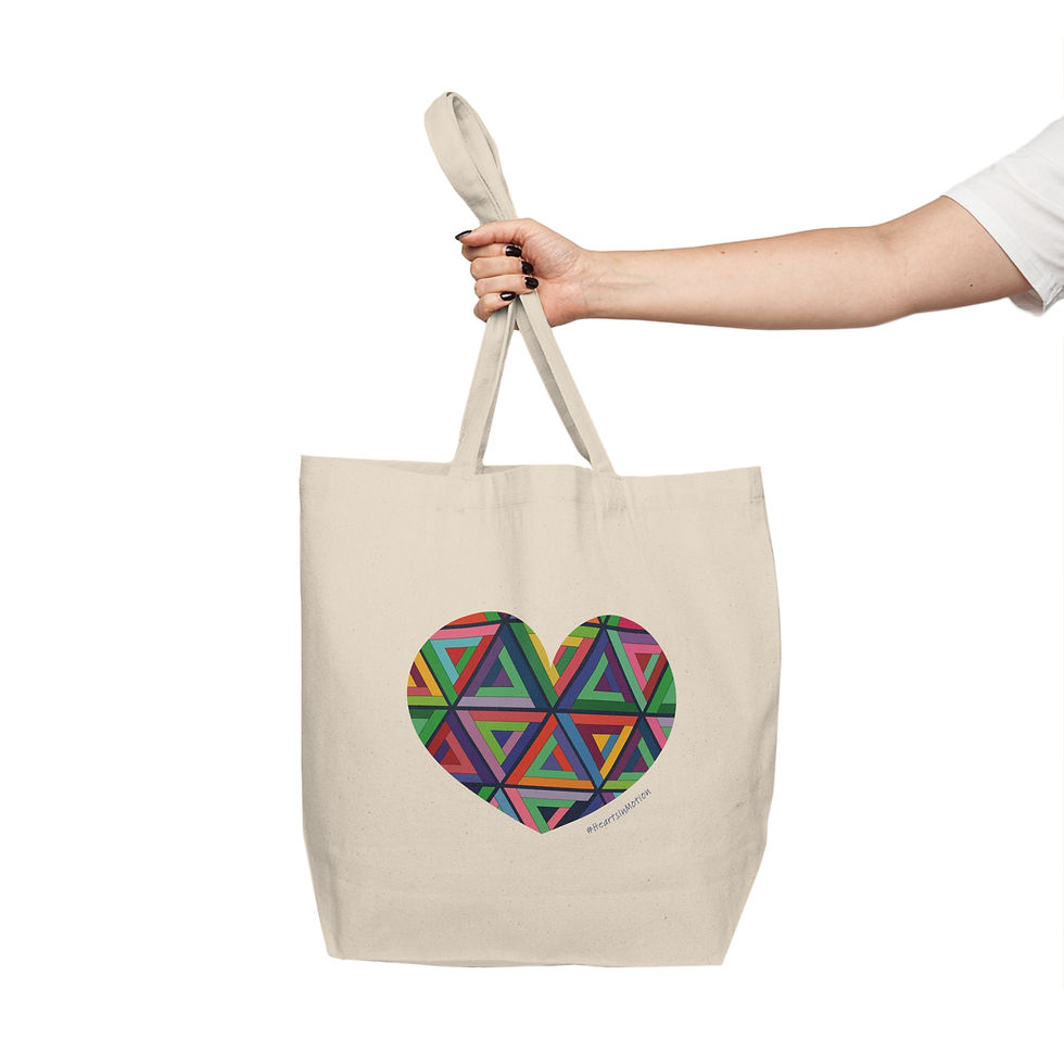 Thumbnail: Colourful Heart Canvas Tote Bag | Eco-Friendly Shopper, #HeartsInMotion