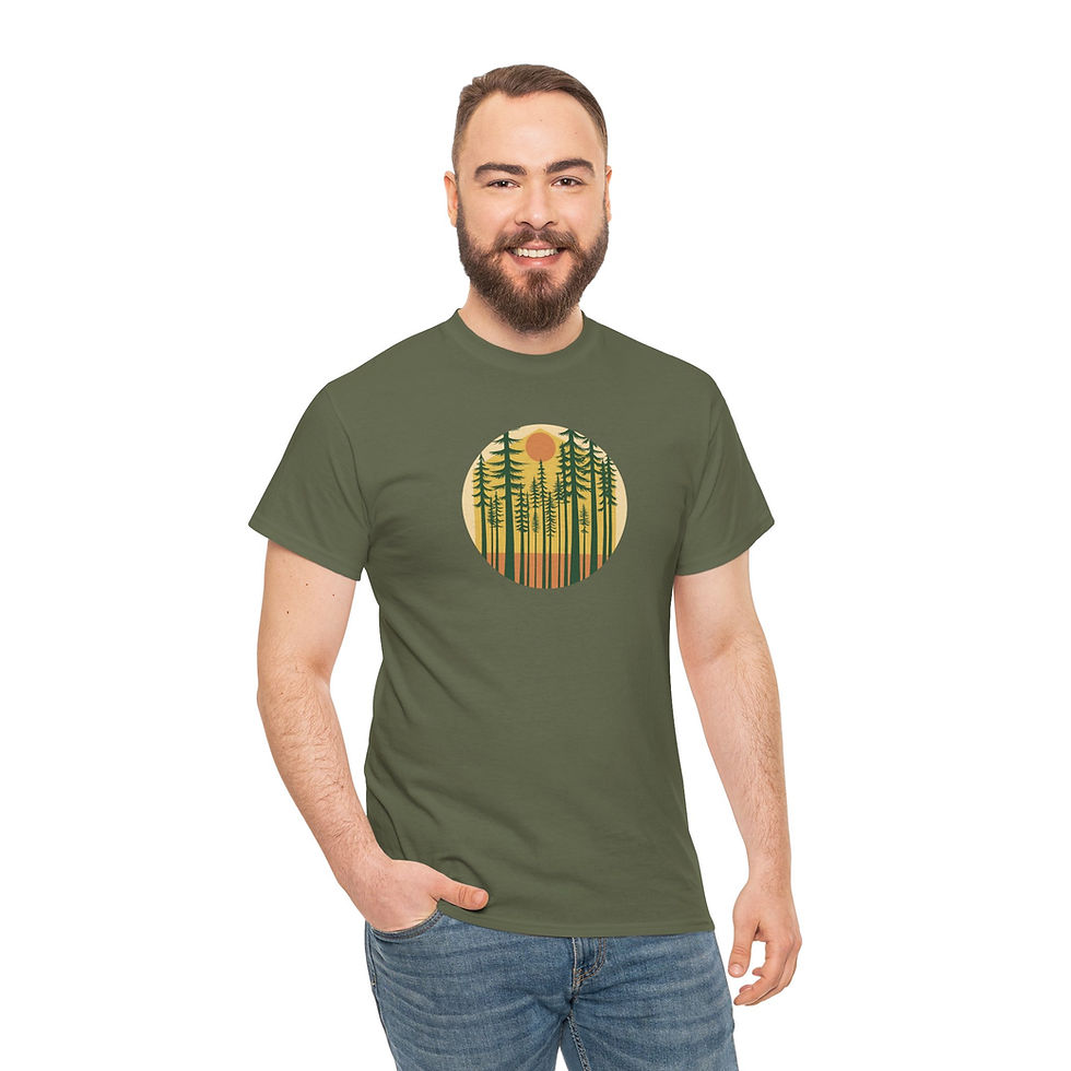 Thumbnail: Nature Sunset Unisex Heavy Cotton Tee, Outdoor Tee, Gift for Nature Lovers
