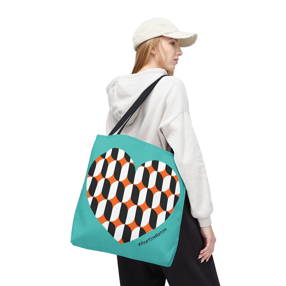 Thumbnail: Colourful Geometric Heart Tote Bag - Perfect for Everyday Use