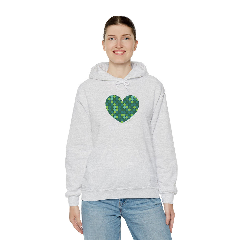Thumbnail: Unisex Heavy Blend™ Hooded Sweatshirt Green Dot #HeartsInMotion