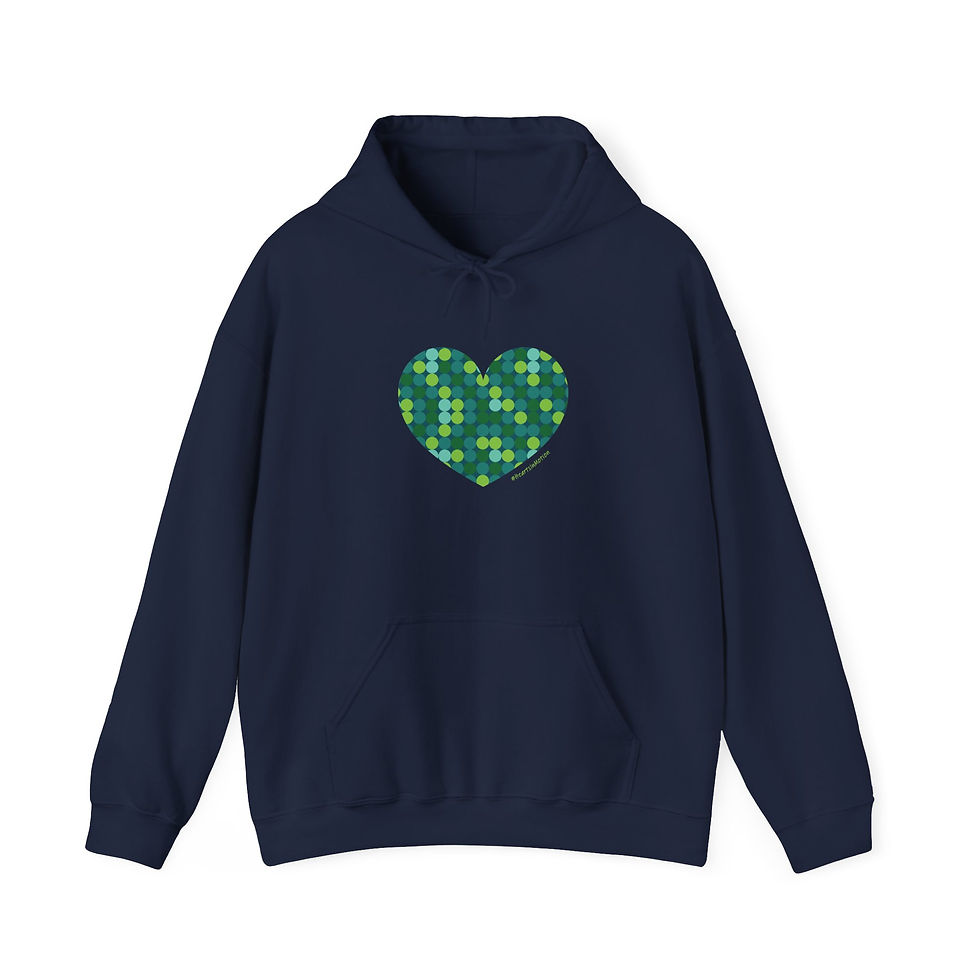 Thumbnail: Unisex Heavy Blend™ Hooded Sweatshirt Green Dot #HeartsInMotion