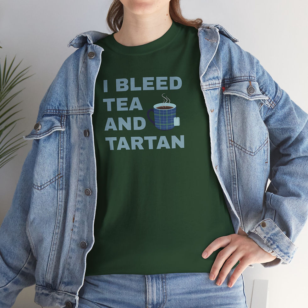 Thumbnail: I Bleed Tea and Tartan - Tea Lover's Unisex Heavy Cotton Tee 