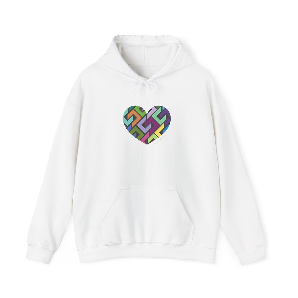 Thumbnail: Colourful Heart Design Unisex Hoodie, Casual Layer - #HeartsInMotion