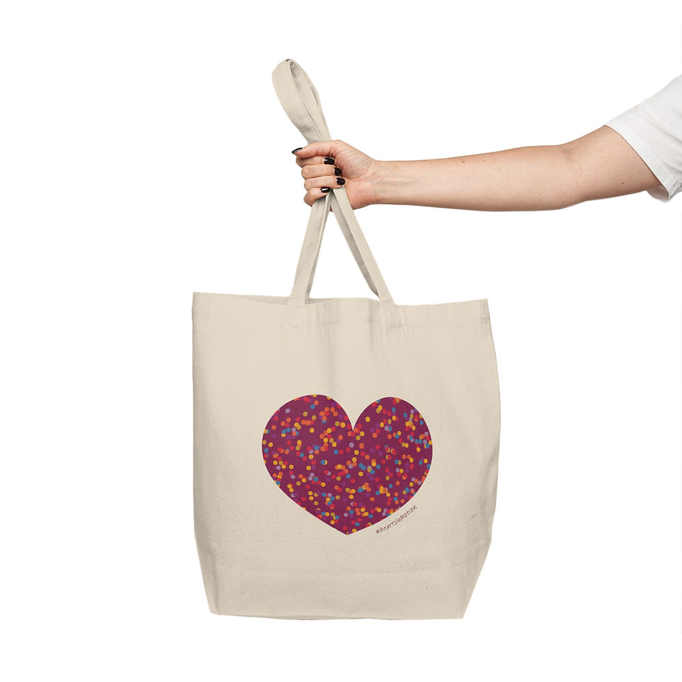 Thumbnail: Floral Heart Canvas Shopping Tote - Eco-Friendly Grocery Bag for All Occasions