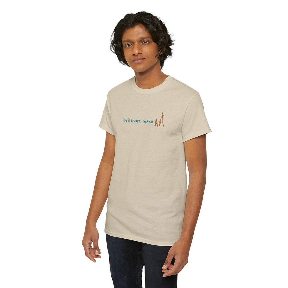 Thumbnail: Inspirational Unisex Heavy Cotton Tee - 'Life is Short, Make Art'