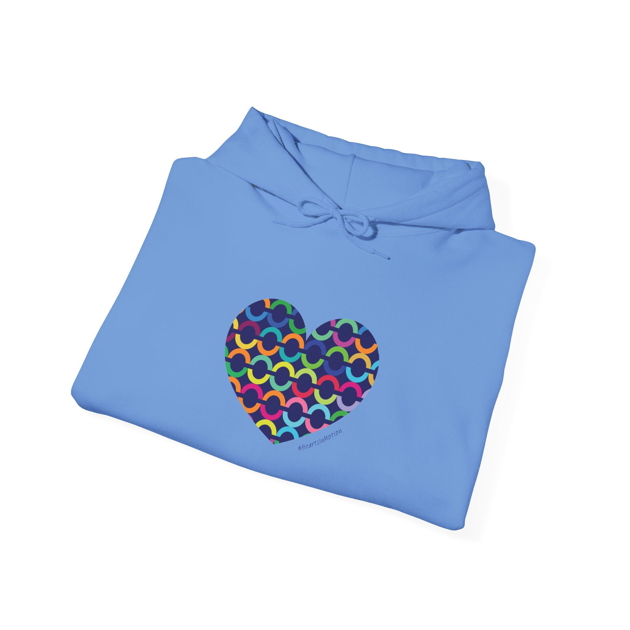 8" Heart Pattern Hoodie — Colorful Geometric Love Pullover - #HeartsInMotion