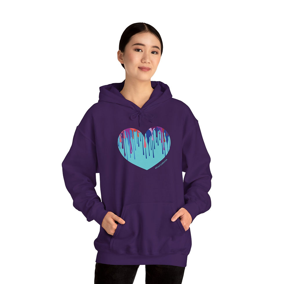 Thumbnail: Dripping Heart Unisex Heavy Blend Hooded Sweatshirt - Cozy Love Sweatshirt 