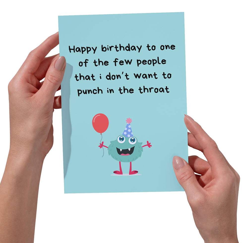 Thumbnail: Bold “Happy Birthday - Punch Throat"  Cheeky 5x7 Card