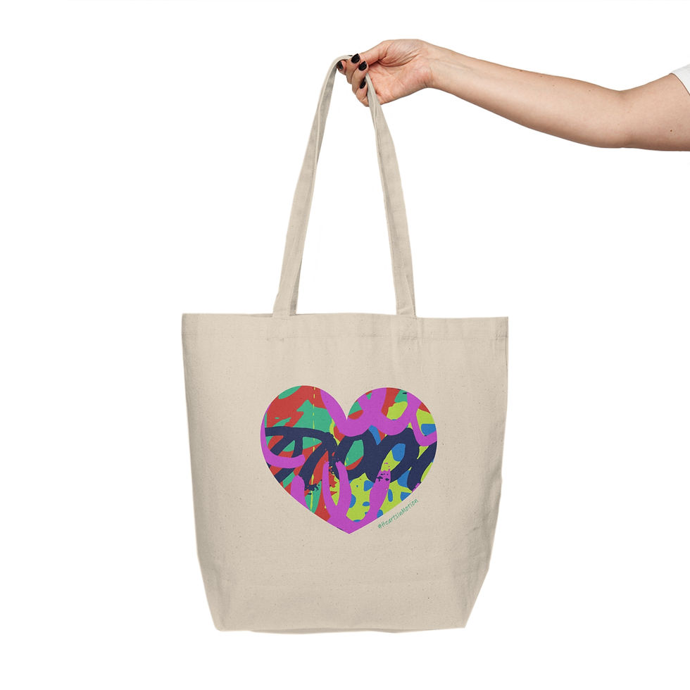 Thumbnail: Graffitti Canvas Tote - #HeartsInMotion - Love Over Hate 
