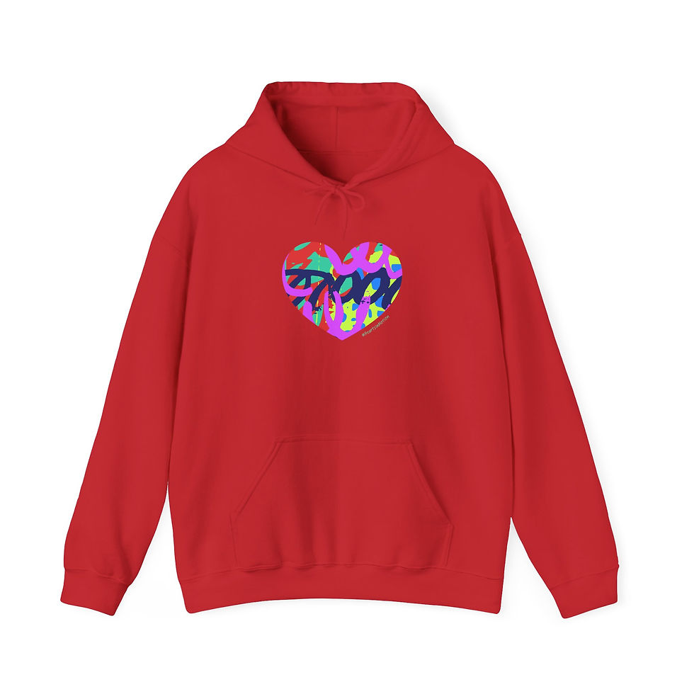 Thumbnail: Colorful Grafitti Heart Hoodie – #HeartsInMotion - Love Over Hate