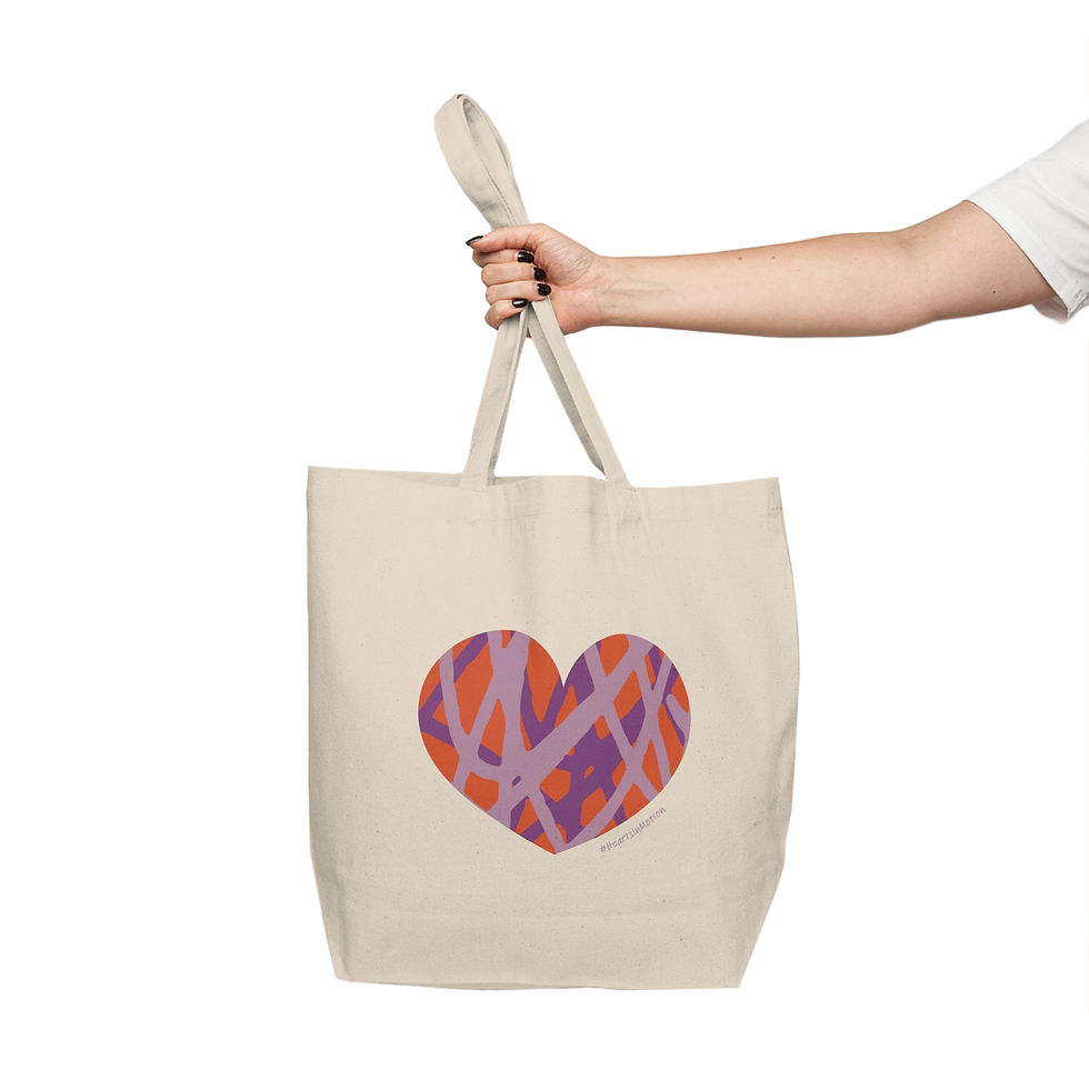 Thumbnail: Heart Pattern Canvas Shopping Tote - Eco-Friendly Love Design