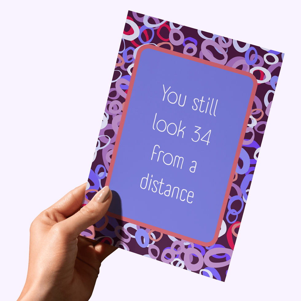 Thumbnail: Bold “You Still Look 34 From a Distance” Funny Birthday Card – Cheeky 5x7 Card