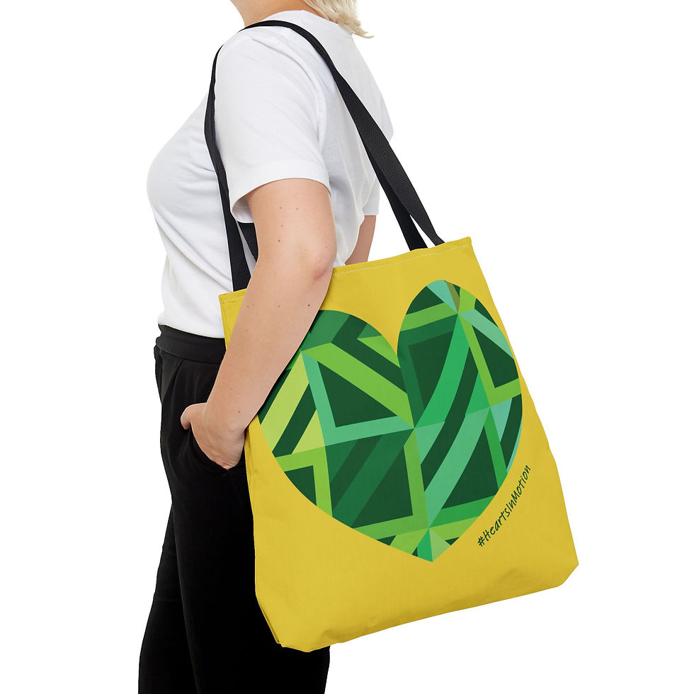Thumbnail: Vibrant Green Heart Pattern Tote Bag - Eco-Friendly Shopping - #HeartsInMotion
