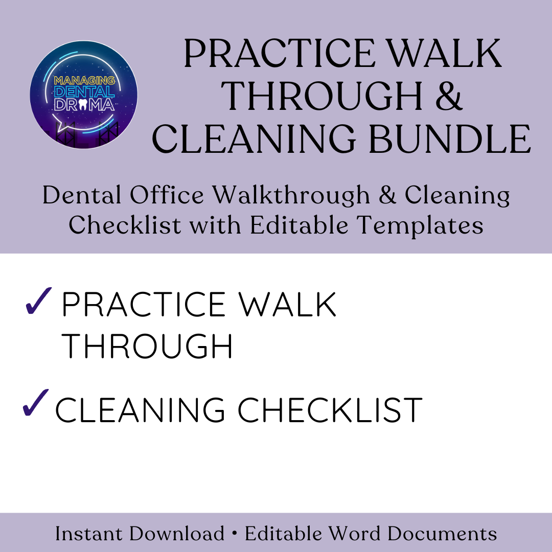 Dental Office Walkthrough & Cleaning Checklist - Editable Templates