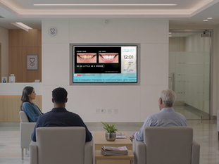 waiting room tv showing patients videos
