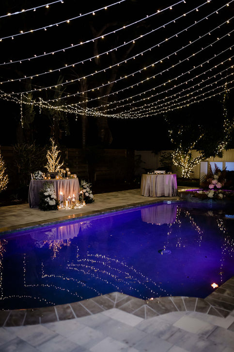 backyard wedding lighting