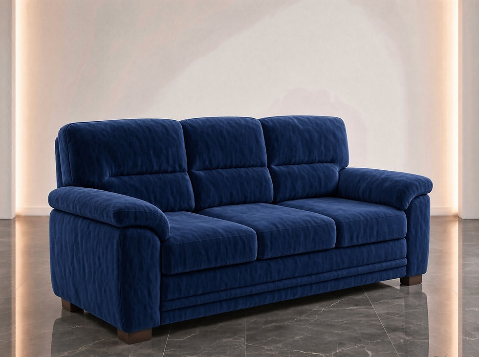 Thumbnail: Handcrafted Fabric 3 Seater Sofa Side View