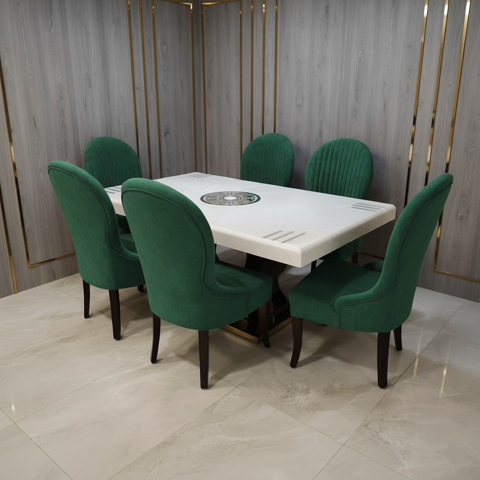 Thumbnail: Galaxy White Onyx 6 Seat Marble Top Dining Table Set12