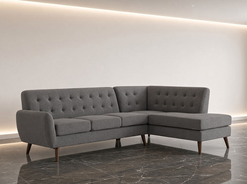 Comfy Chesterfield L Shaped Sectional Sofa Grey