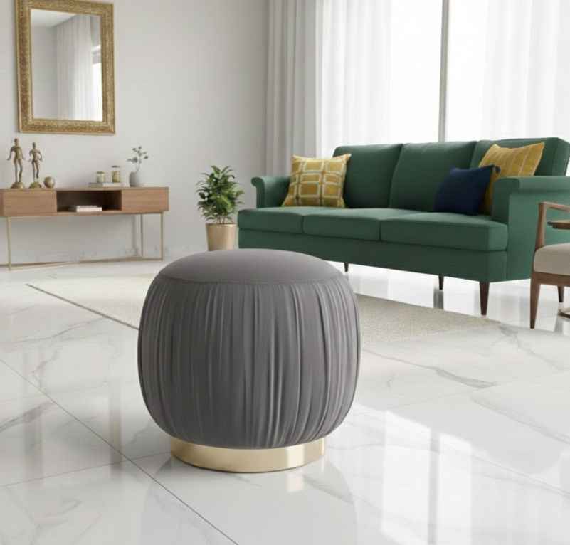 Round Velvet Ottoman Pouffe Stool | Footrest For Comfort