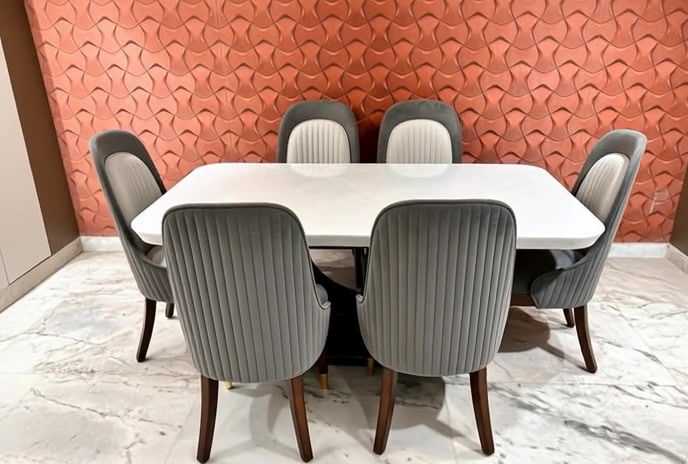 Thumbnail: Miami Onyx 6 Seat Marble Top Dining Table Set5