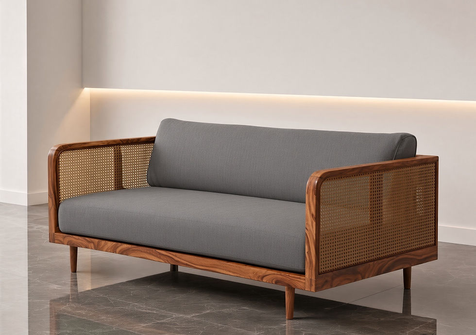 Designer Wooden 3 Seater Sofa Side View