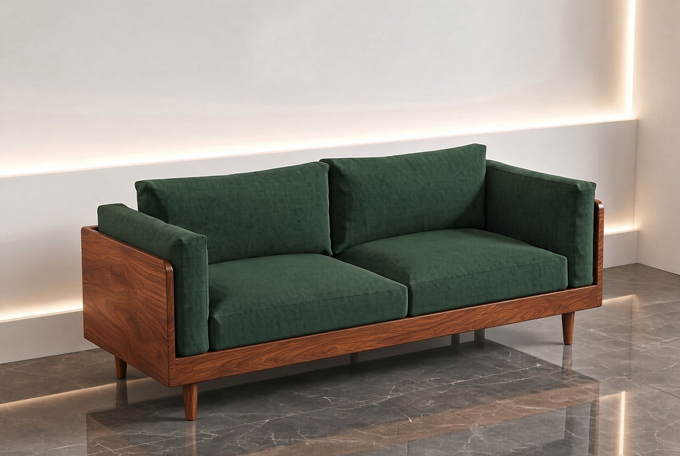 Sheesham Wood 3 Seater Sofa Side View