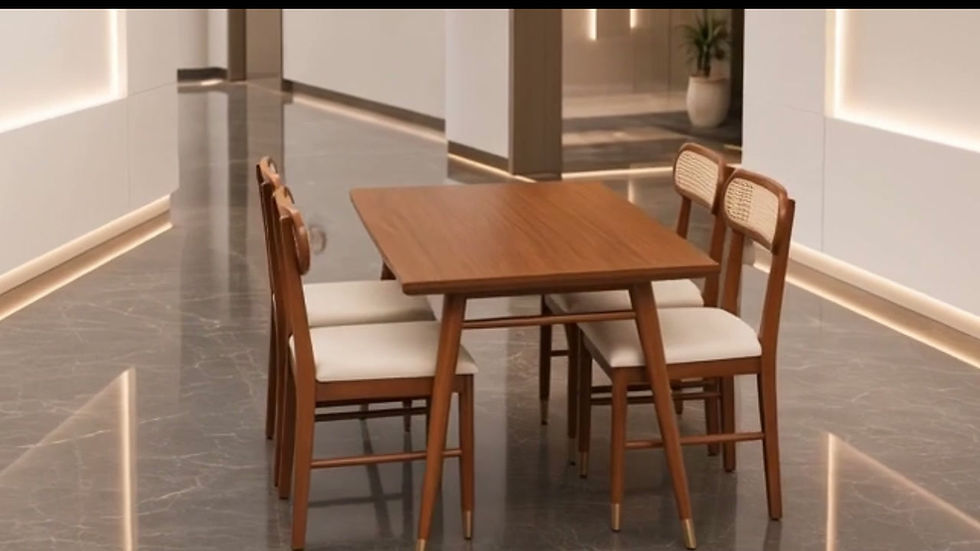 Thumbnail: Wooden Rattan Cane 4 Seater Dining Table5