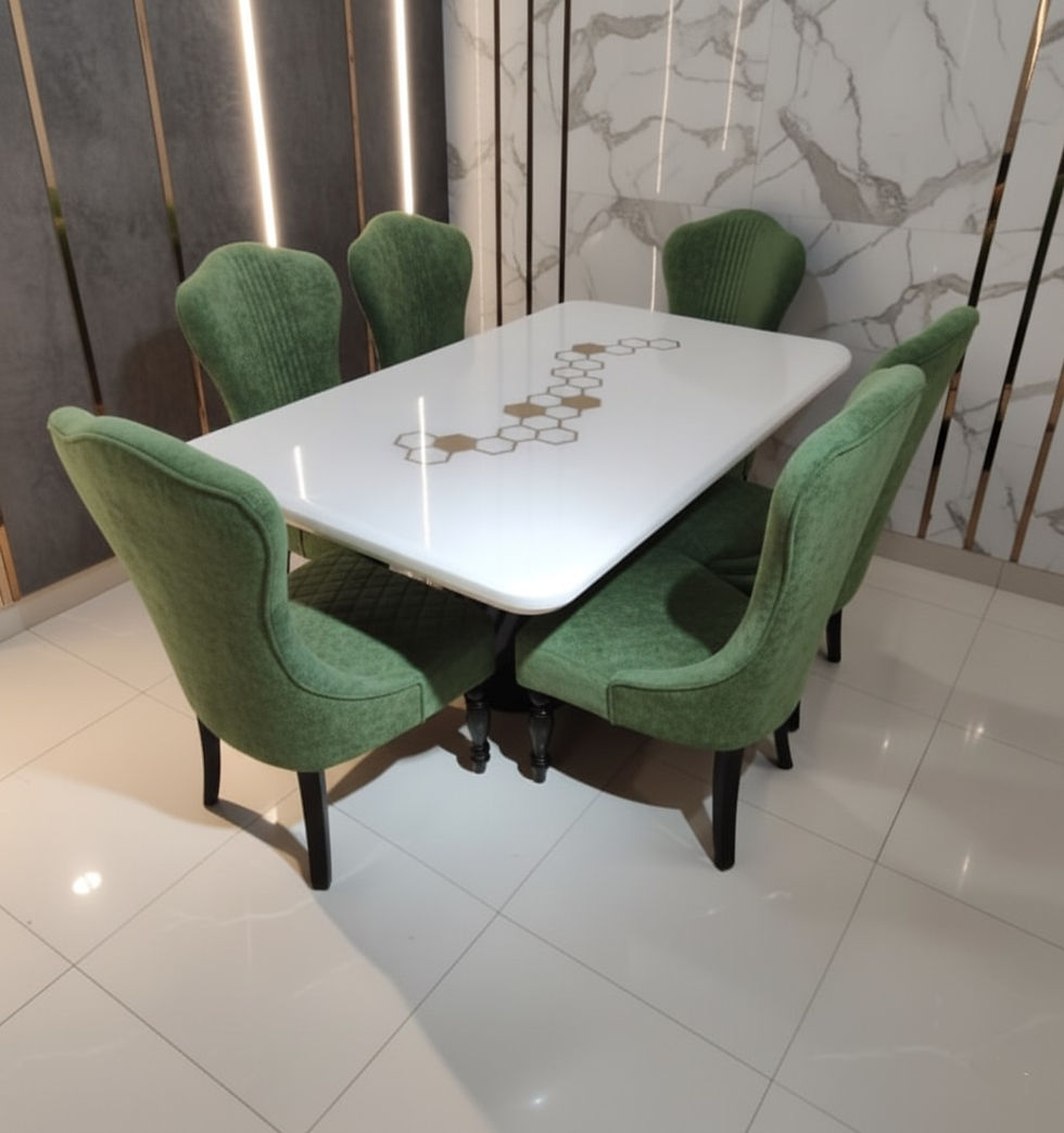 Thumbnail: Honeycomb White Onyx 6 Seat Marble Top Dining Table Set10