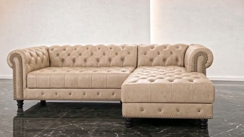 Thumbnail: Leather Chesterfield L Shaped Corner Sofa cream vid