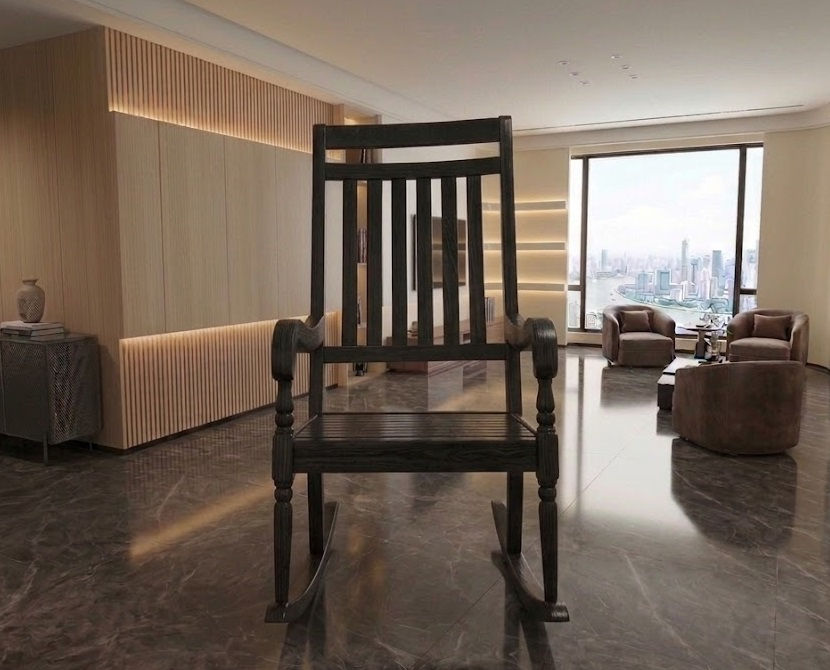 Thumbnail: Modern Solid Wood Rocking Chair9