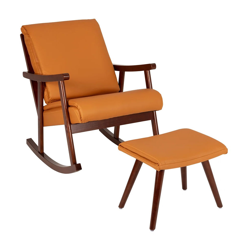 Thumbnail: Barrel Wooden Rocking Chair Brown Side