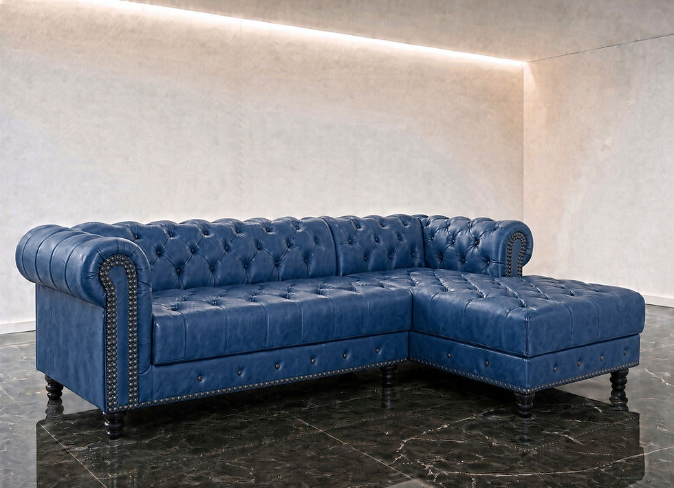 Thumbnail: Leather Chesterfield L Shaped Corner Sofa blue