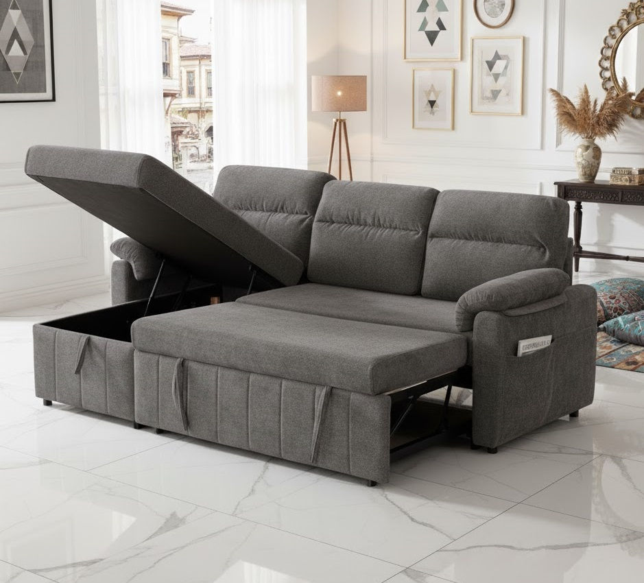 Thumbnail: Premium Space Saving Sectional Sofa Cum Bed With Storage Online Nearby
