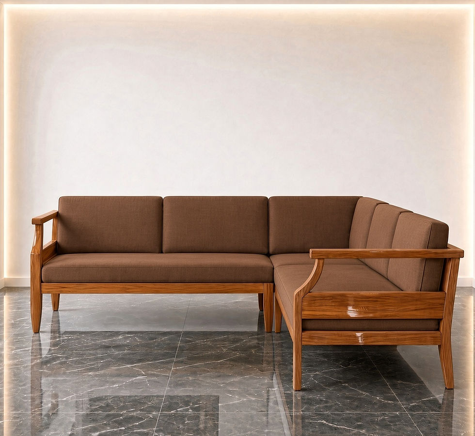Thumbnail: Indian Sheesham Wood Sectional Sofa brown side