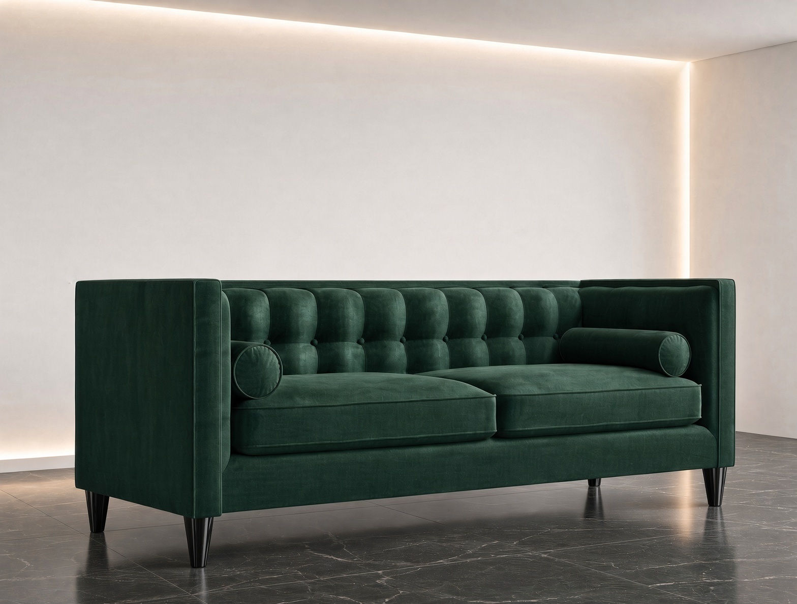 3 Seater Sofa With Wooden Frame Side View