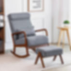 Turkish Wooden Rocking Chair Cream Grey