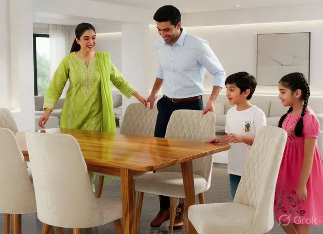 Thumbnail: Stylish Wooden 6 Seater Dining Table10