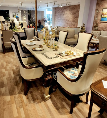 Buy Elizabeth Seat Marble Top Dining Table Flat 30% OFF