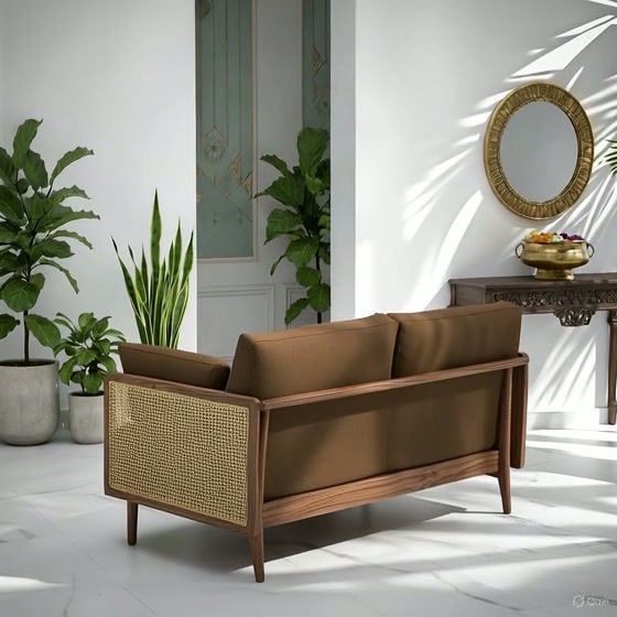 Thumbnail: Premium Natural Rattan Cane Shesham 3 Seater Sofa Online