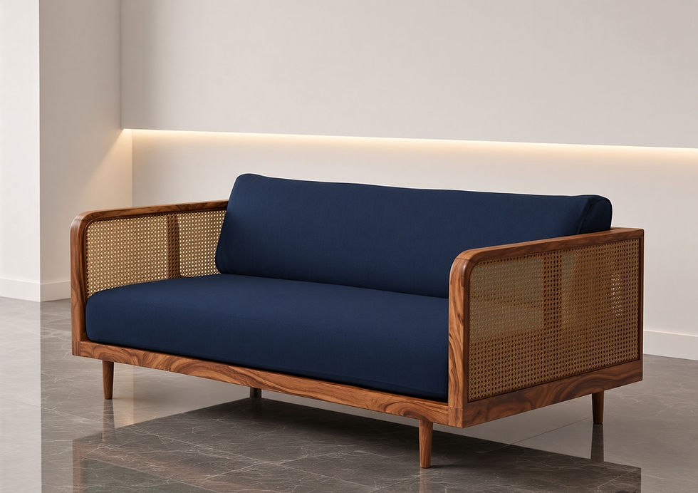 Designer Wooden 3 Seater Sofa Side View