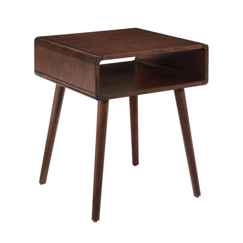 Thumbnail: Matte Solid Wood Side Table Brown Full