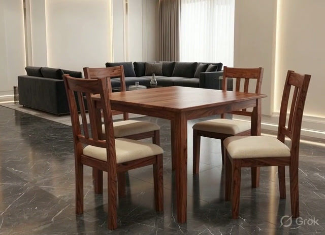 Thumbnail: Elegant 4 Seater Wooden Dining Table Set9
