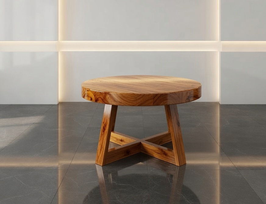 Round Solid Wood Coffee Table1