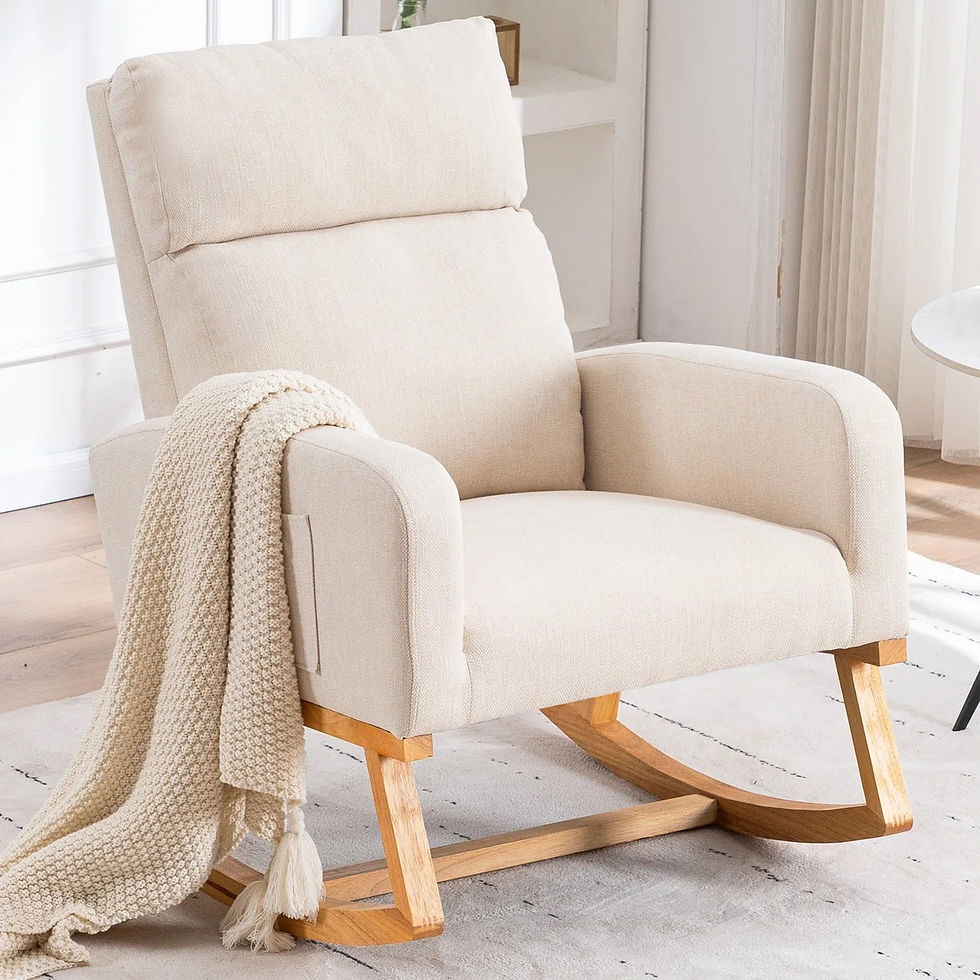 Thumbnail: Comfy Wooden Rocking Chair Cream