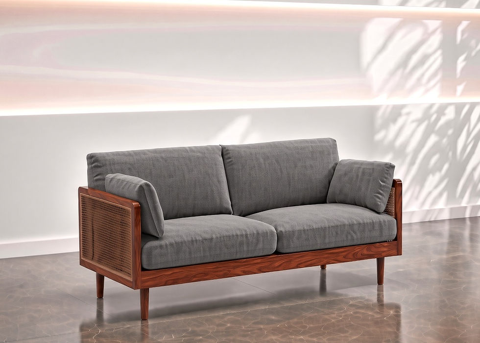 Rattan Cane 3 Seater Sofa Online Side View