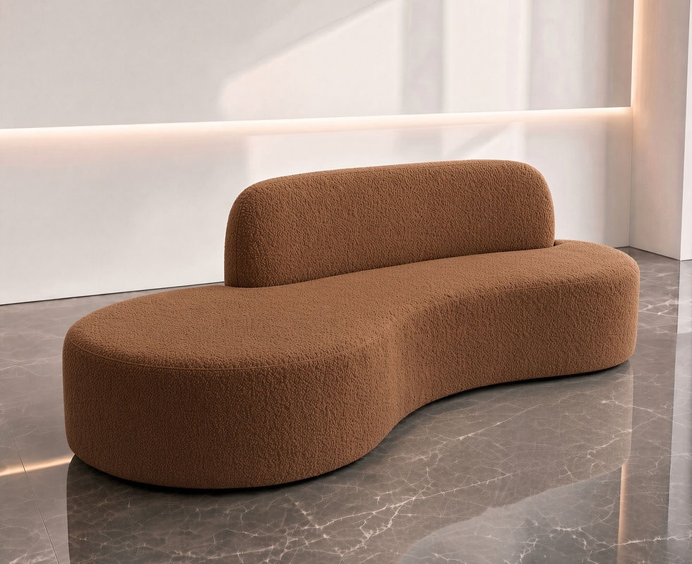 Boucle Fabric 3 Seater Sofa India Side View